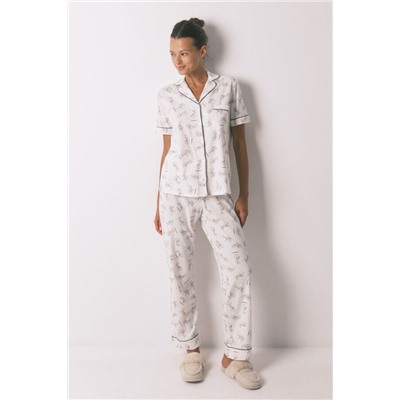 Pijama camisero largo 100% algodón blanco Piolín