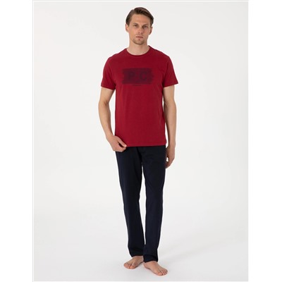 Bordo Kısakol Pijama Takımı