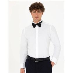 Beyaz Slim Fit Smokin Gömlek