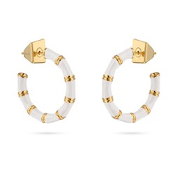 Серьги Бамбук (эмаль белая, 2.5см; покрытие золото), Есть комплект