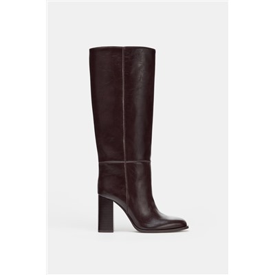 BLOCK HEEL KNEE-HIGH BOOTS