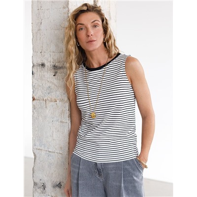 Топ в полоску из премиального хлопка с эластаном