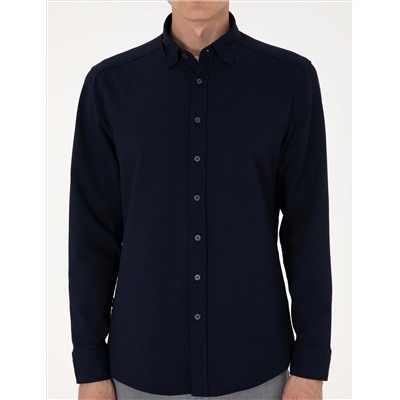 Lacivert Slim Fit Uzun Kollu Gömlek