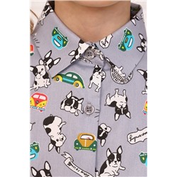 Блузка 11401 Бульдог на сером НАТАЛИ #874840