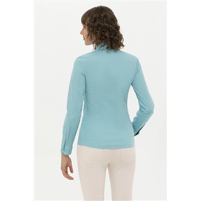 Kadın Mint Uzun Kollu Basic Gömlek