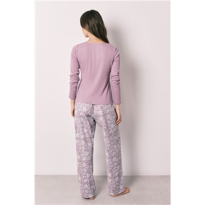 Pijama largo rosa estampado flores