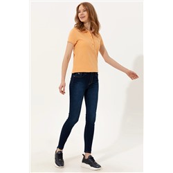 Kadın Turuncu Basic Polo Yaka Tişört