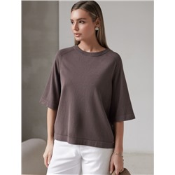 Свободный джемпер с рукавом 3/4 тонкой вязки из вискозы