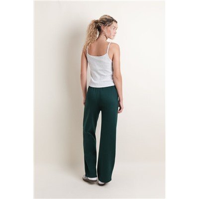 Pantalón flare felpa algodón verde