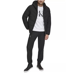 CALVIN KLEIN Men's Chevron Stretch Jacket With Sherpa Lined Hood