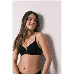 Sujetador clásico microfibra y encaje negro BEAUTIFUL
