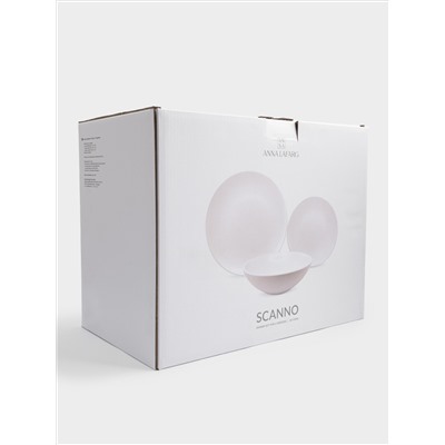 Сервиз обеденный, 6 перс, 18 пр, керамика, белый, в крапинку, Scanno