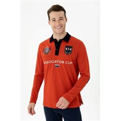 Erkek Kiremit Polo Yaka Sweatshirt