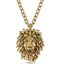 Кулон Лев (кристаллы SW белые; покрытие золото c патиной) 80см, Есть комплект
