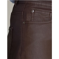 Брюки зауженные из эластичного хлопка с покрытием под кожу