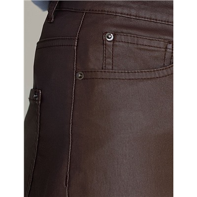 Брюки зауженные из эластичного хлопка с покрытием под кожу