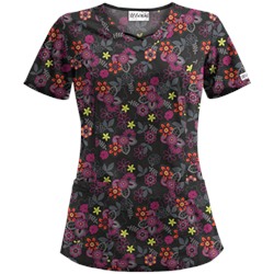 UA Mystic Garden Black Print Scrub Top
