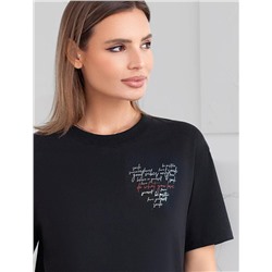 Футболка с принтом свободная из премиального 100% хлопка