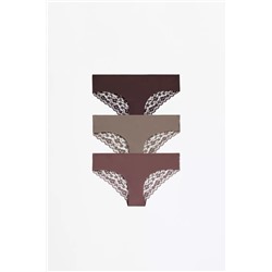 Pack de 3 braguitas hipster de microfibra con encaje