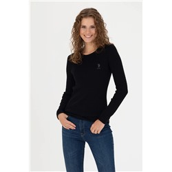 Kadın Siyah Bisiklet Yaka Basic  Kazak