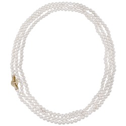 Колье (жемчуг белый 7-8мм, фианит; покрытие золото) 200см, Есть комплект