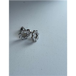 Серьги-пусеты из серебра с фианитами родированные 925 пробы 150053_001