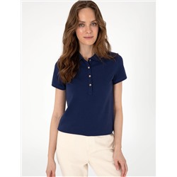 Lacivert Regular Fit Pamuklu Polo Yaka Basic Tişört