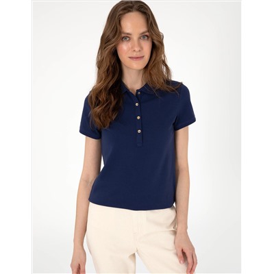 Lacivert Regular Fit Pamuklu Polo Yaka Basic Tişört