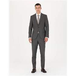 Kahverengi Çizgili Ex.Slim Fit Takım Elbise