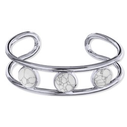 Браслет Самоцветы (бирюза белая; покрытие родий), Есть комплект