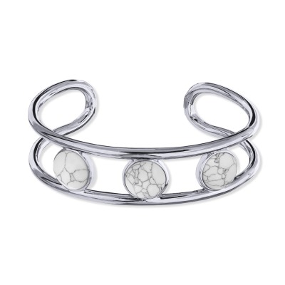 Браслет Самоцветы (бирюза белая; покрытие родий), Есть комплект