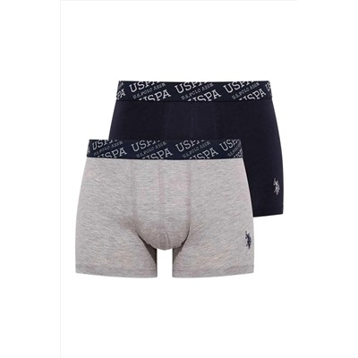 U.S. Polo Assn. Erkek Gri Melanj - Lacivert 2 Li Boxer 80366