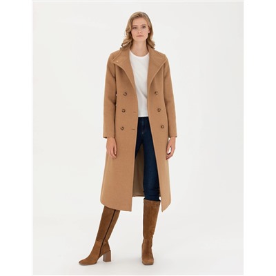 Bej Slim Fit Kaşe Kaban