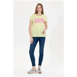 Kadın Açık Sarı Bisiklet Yaka Tişört