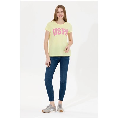 Kadın Açık Sarı Bisiklet Yaka Tişört