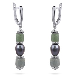 Серьги Селена (жемчуг бензиновый 6мм, кварц; покрытие родий), Есть комплект