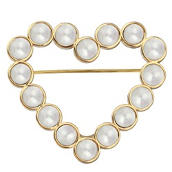 Брошь Сердце (Майорка 6мм белая; покрытие золото), Есть комплект