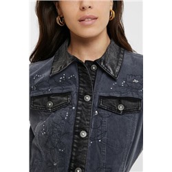 Chaqueta bimateria pana fina cuello desmontable