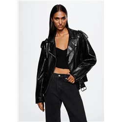 Chaqueta biker efecto cocodrilo -  Mujer | MANGO OUTLET Melilla