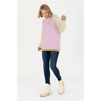 Kadın Lila Bisiklet Yaka Kazak