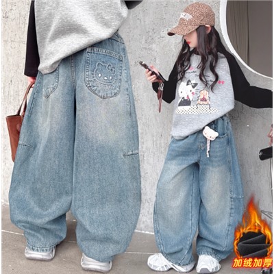 Утепленные джинсы для девочек на флисе