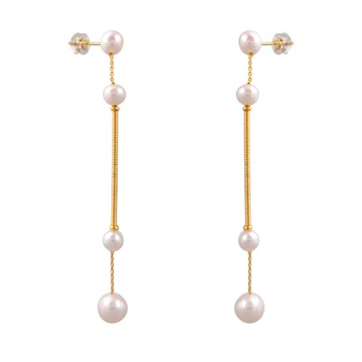 Серьги (жемчуг белый 7-12мм; покрытие золото), Есть комплект