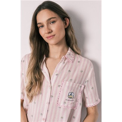 Pijama camisero largo rayas Keroppi