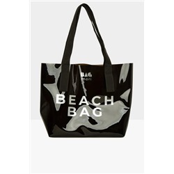 Bagmori, Siyah Kadın Beach Bag Baskılı Şeffaf Plaj Çantası M000007257