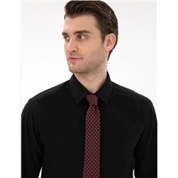 Siyah Slim Fit Uzun Kollu Basic Gömlek