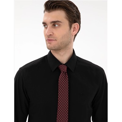 Siyah Slim Fit Uzun Kollu Basic Gömlek