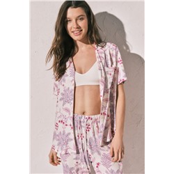 Pijama largo camisero estampado flores