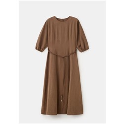 Женское платье миди с цельнокроенными рукавами из смесового тенселя  Модель 2026 г. МАНГ*О