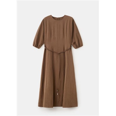 Женское платье миди с цельнокроенными рукавами из смесового тенселя  Модель 2026 г. МАНГ*О