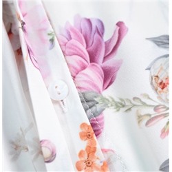 Летняя легкая рубашка из шифона с темным принтом спереди и рукавами-крылышками